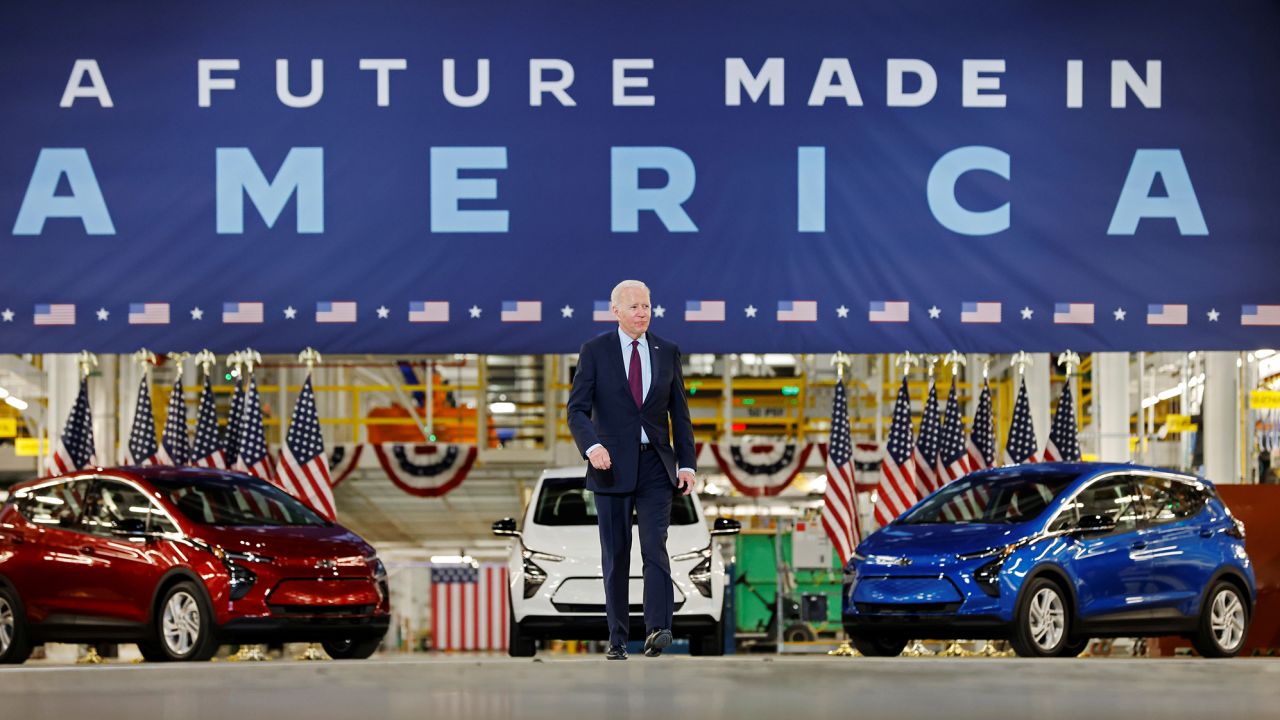 President Joe Biden after touring the General Motors'  electric vehicle assembly plant in Detroit in November  2021. 