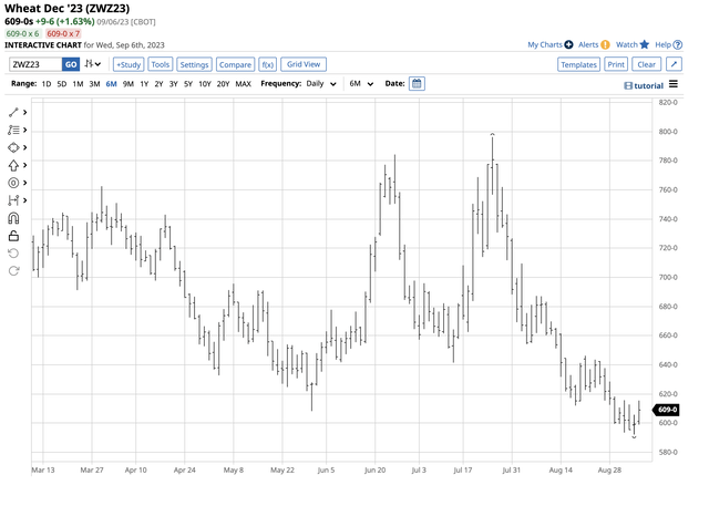 Recent correction in wheat prices