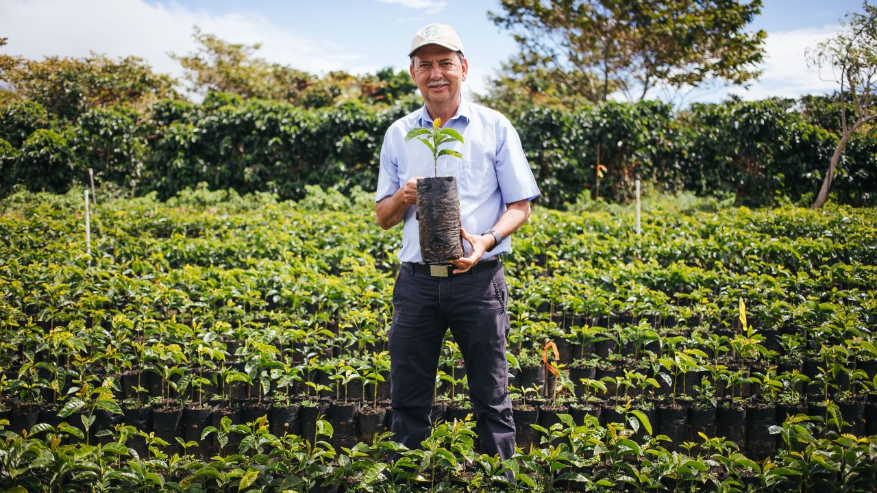 Starbucks director of global agronomy, Carlos Mario Rodriguez at the Hacienda Alsacia coffee farm.